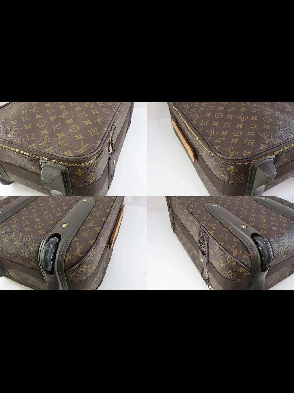 Louis Vuitton Brown Monogram Rolling Suitcase with Tan Accents